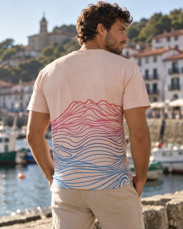 T-shirt Itsas Mendi - collection vu de dos, sur le port